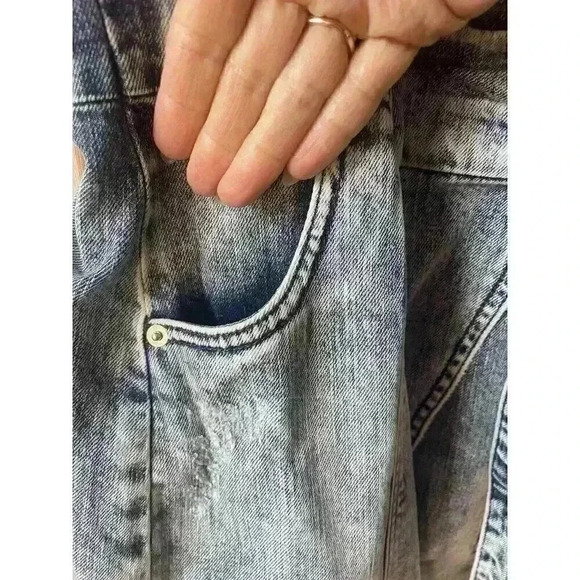 NEW Retrofete Zelda Wrap Dress Sienna Blue Denim V-Neck Puff Sleeve Sz XS - Picture 14 of 15